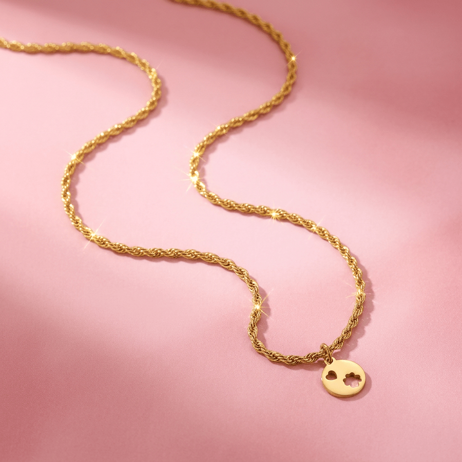 Women's High-Quality Stainless Steel Golden Twisted Rope Chain Necklace